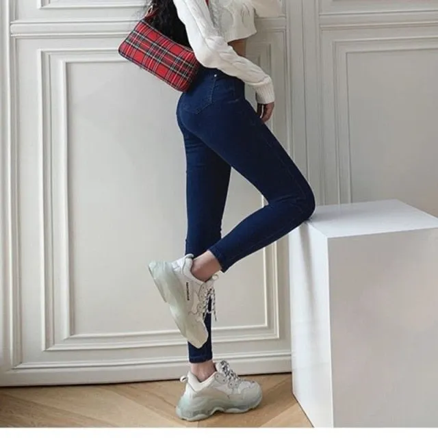 Trendy Stretch Skinny High Waist Jeans