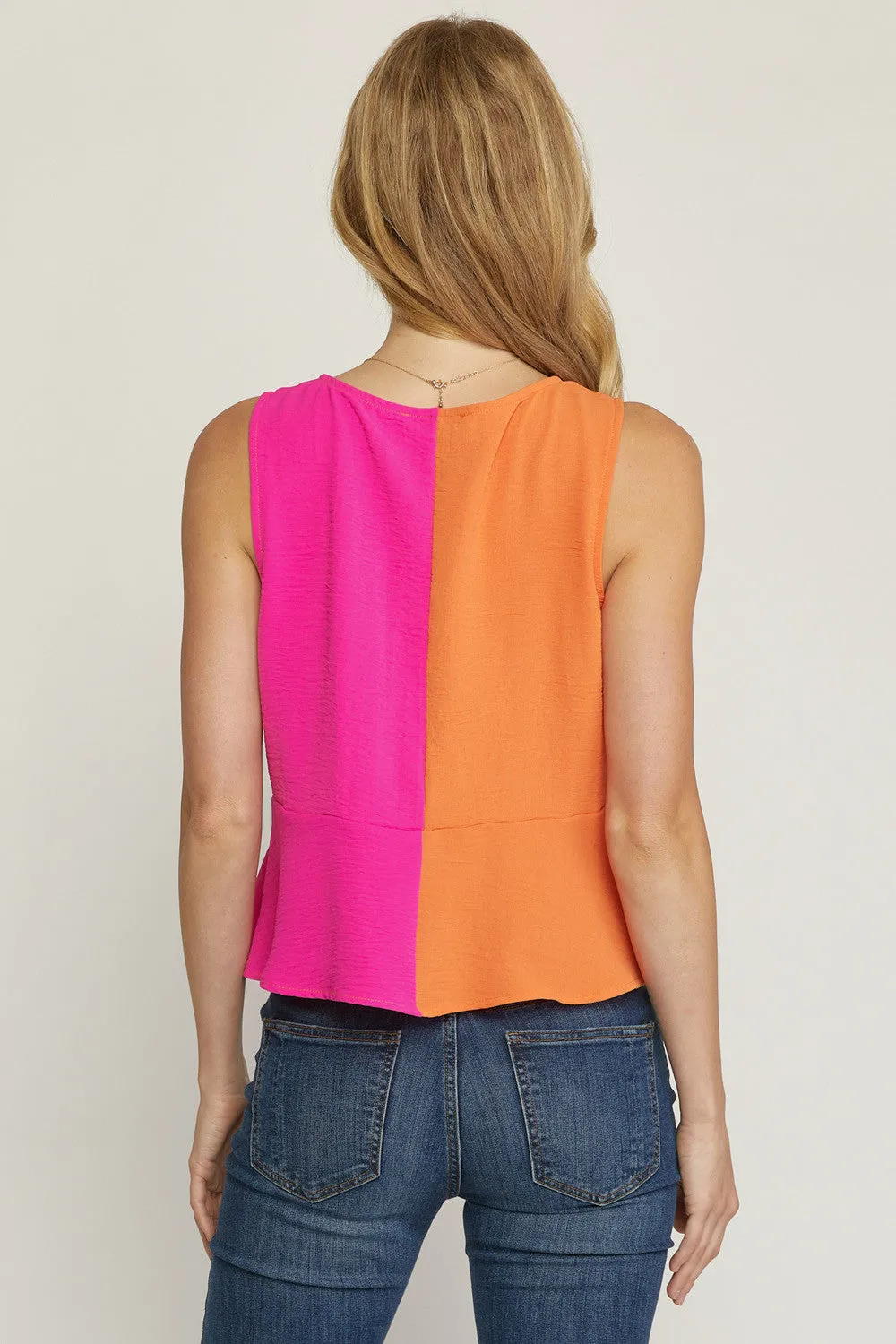 Twist Front Color Block Top