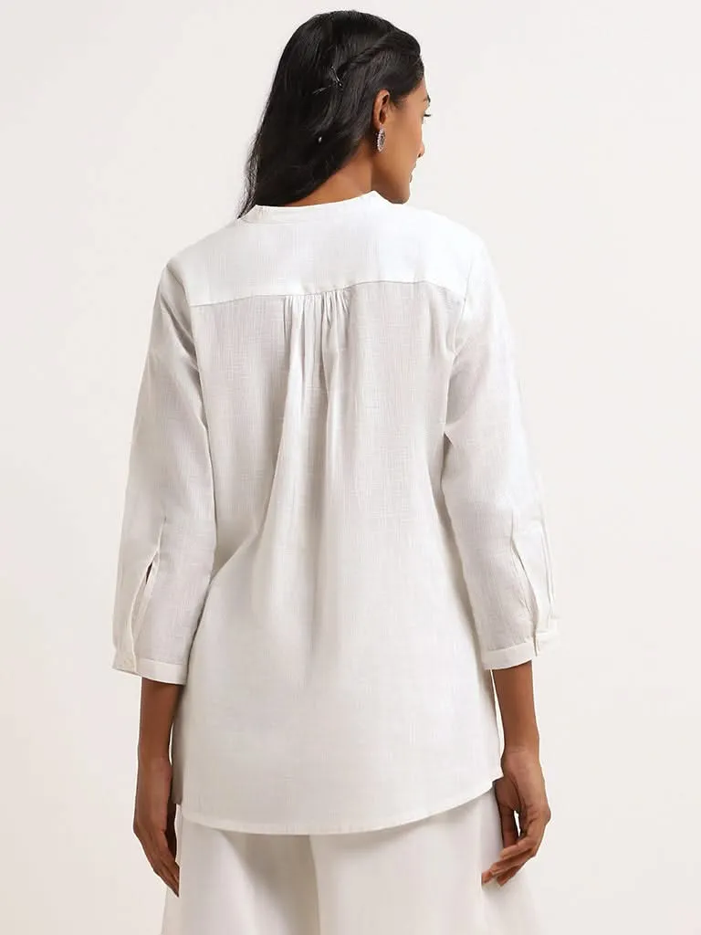 Utsa White Embroidered Cotton Tunic