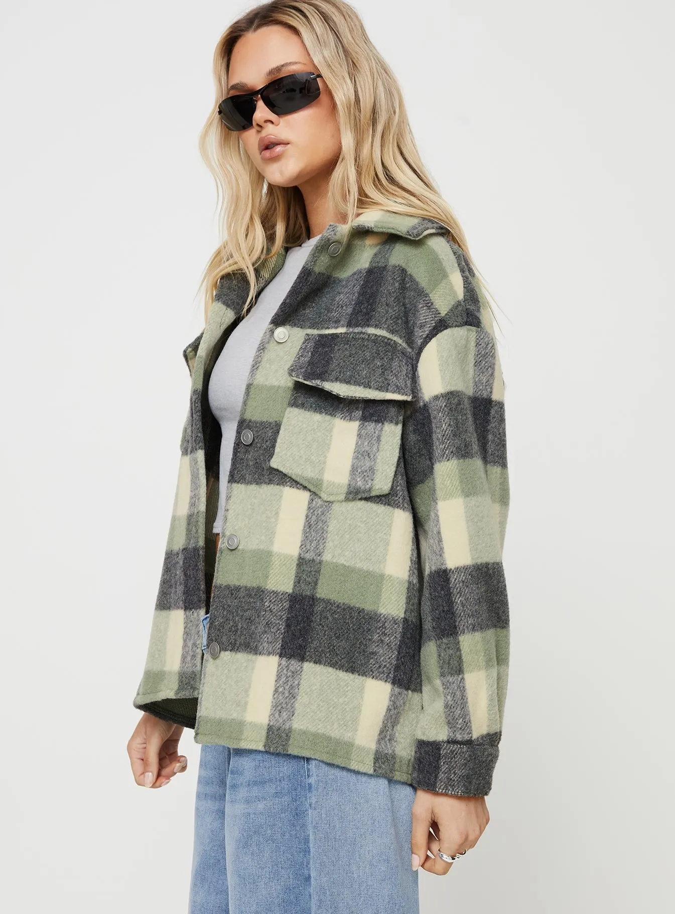 Veera Plaid Shacket Sage