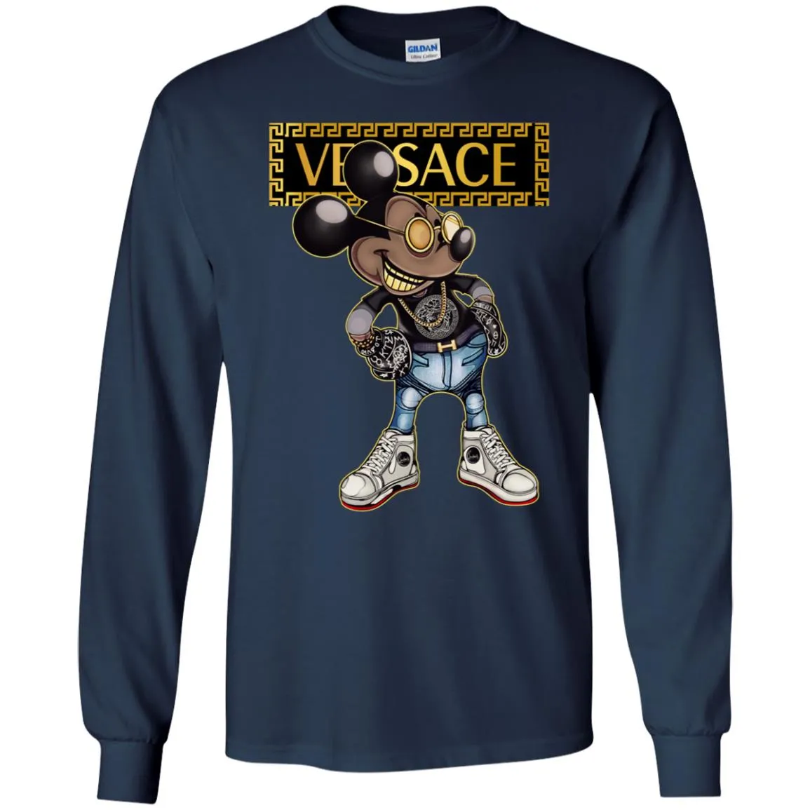 Versace Mickey Mouse Cartoon T-shirt Men Long Sleeve Shirt