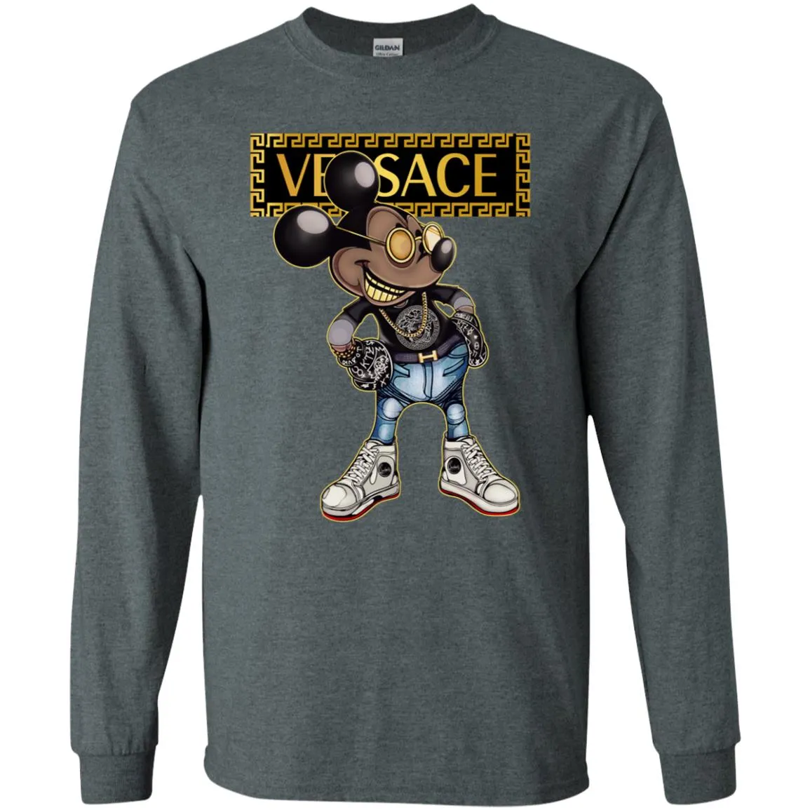 Versace Mickey Mouse Cartoon T-shirt Men Long Sleeve Shirt