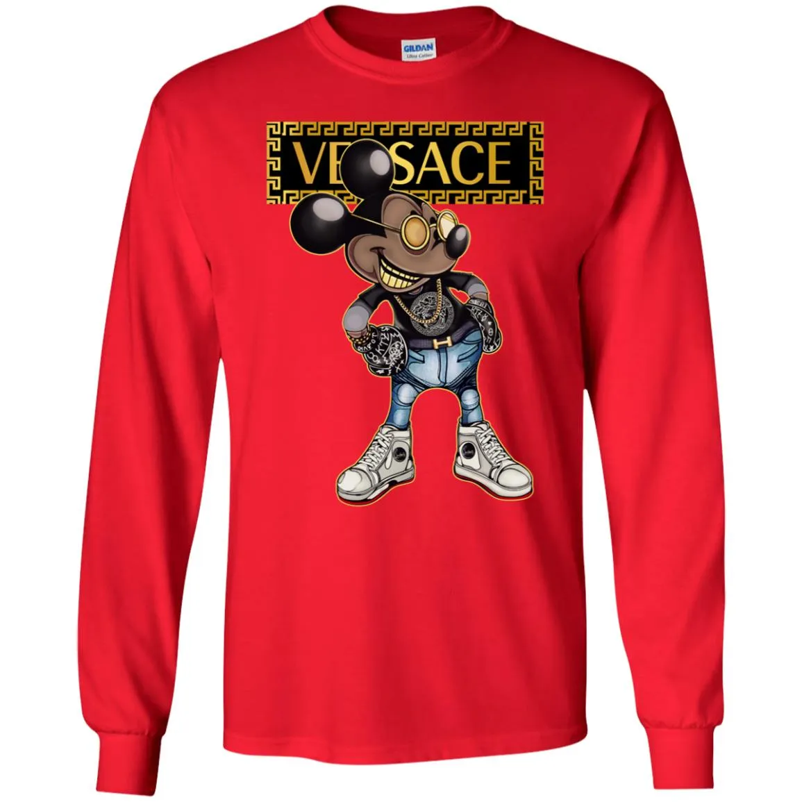 Versace Mickey Mouse Cartoon T-shirt Men Long Sleeve Shirt