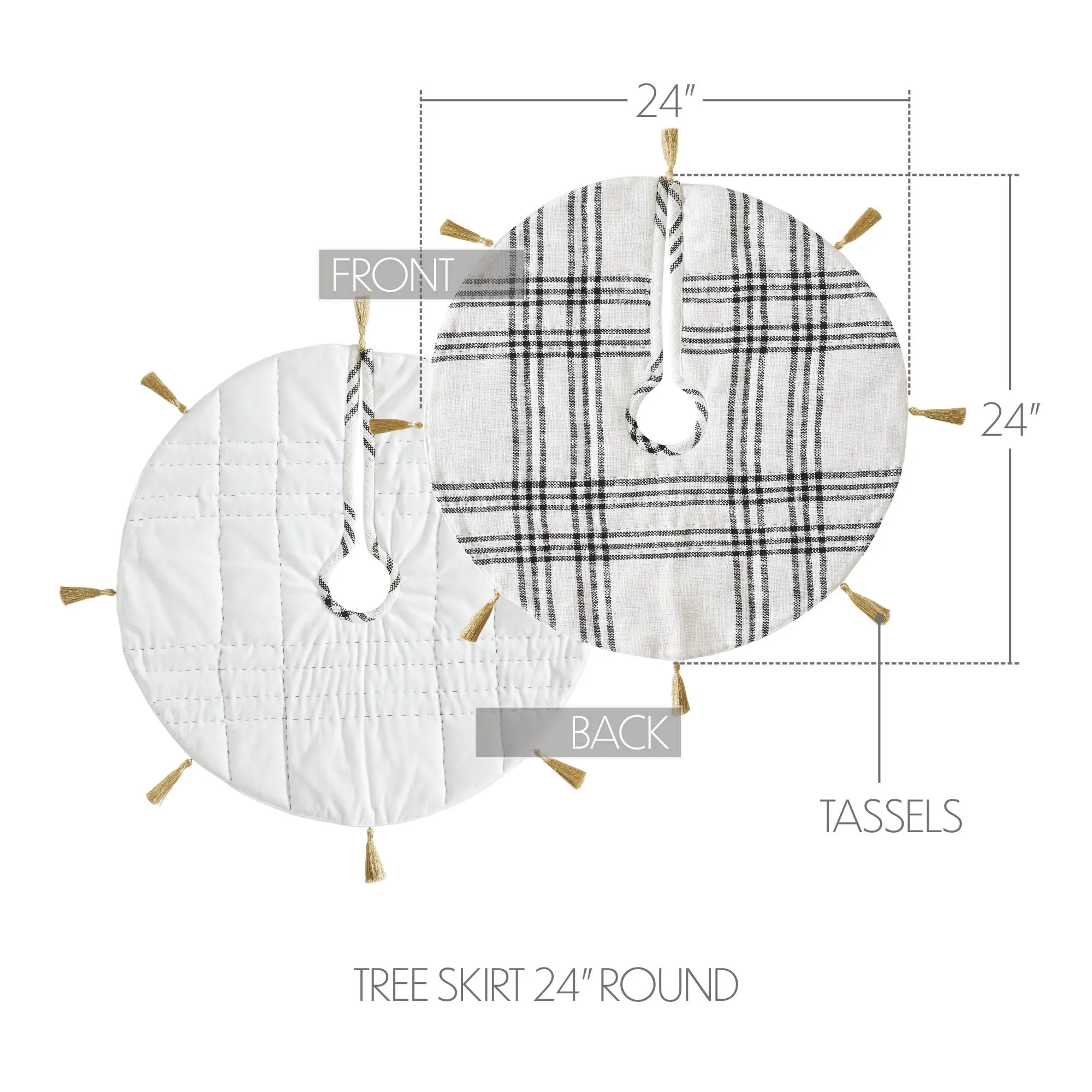 Wintergleam Black White Plaid Tree Skirt 24