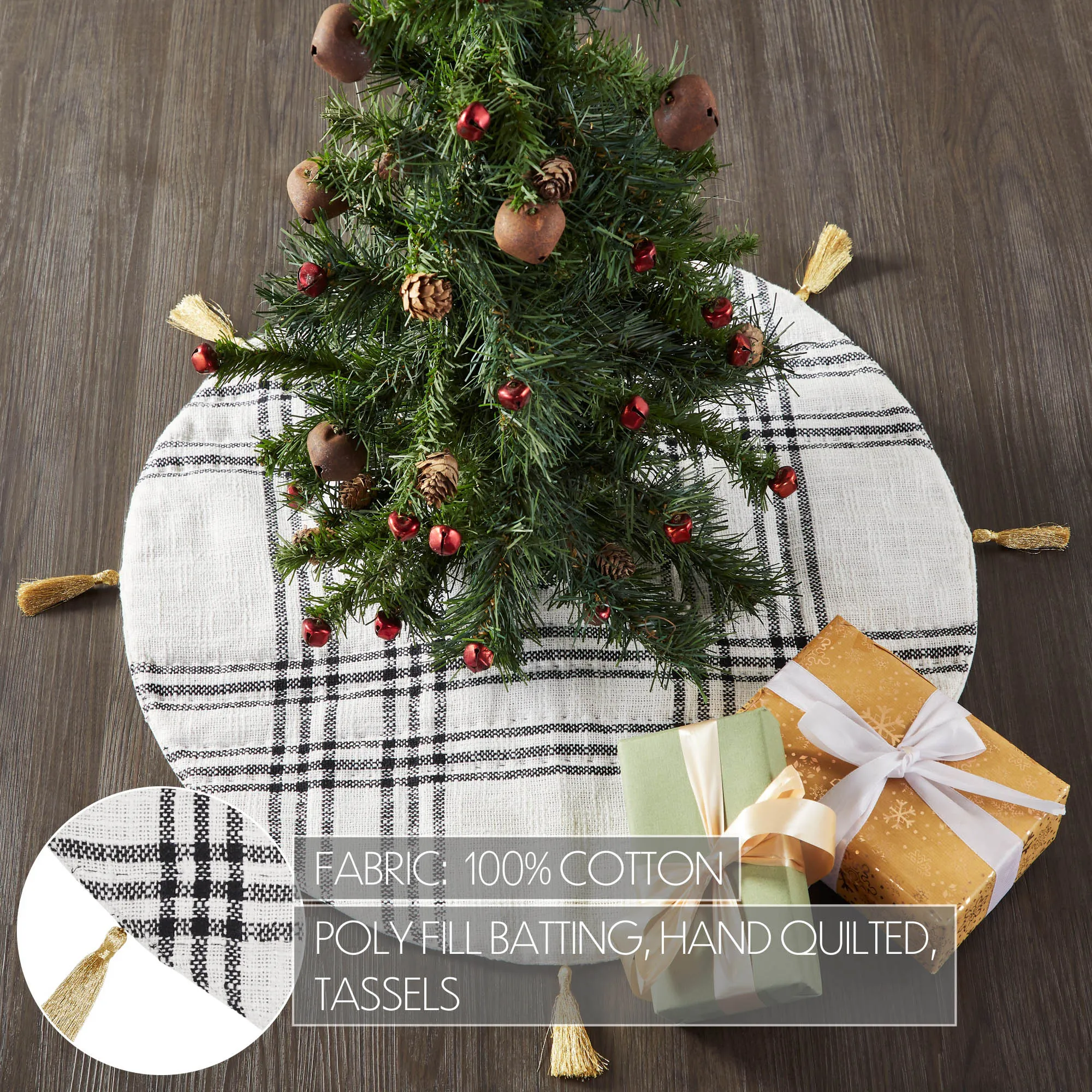 Wintergleam Black White Plaid Tree Skirt 24