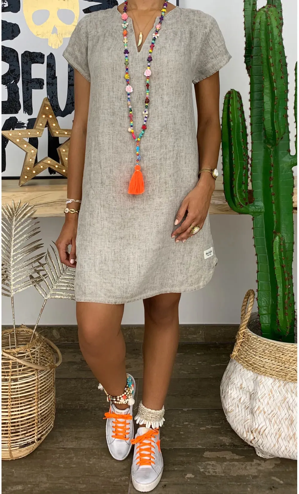 Women Linen Summer Loose Mini Dress Short Sleeve V Neck Holiday Beach Casual Sexy White Dress Vintage Boho Streetwear Vestidos