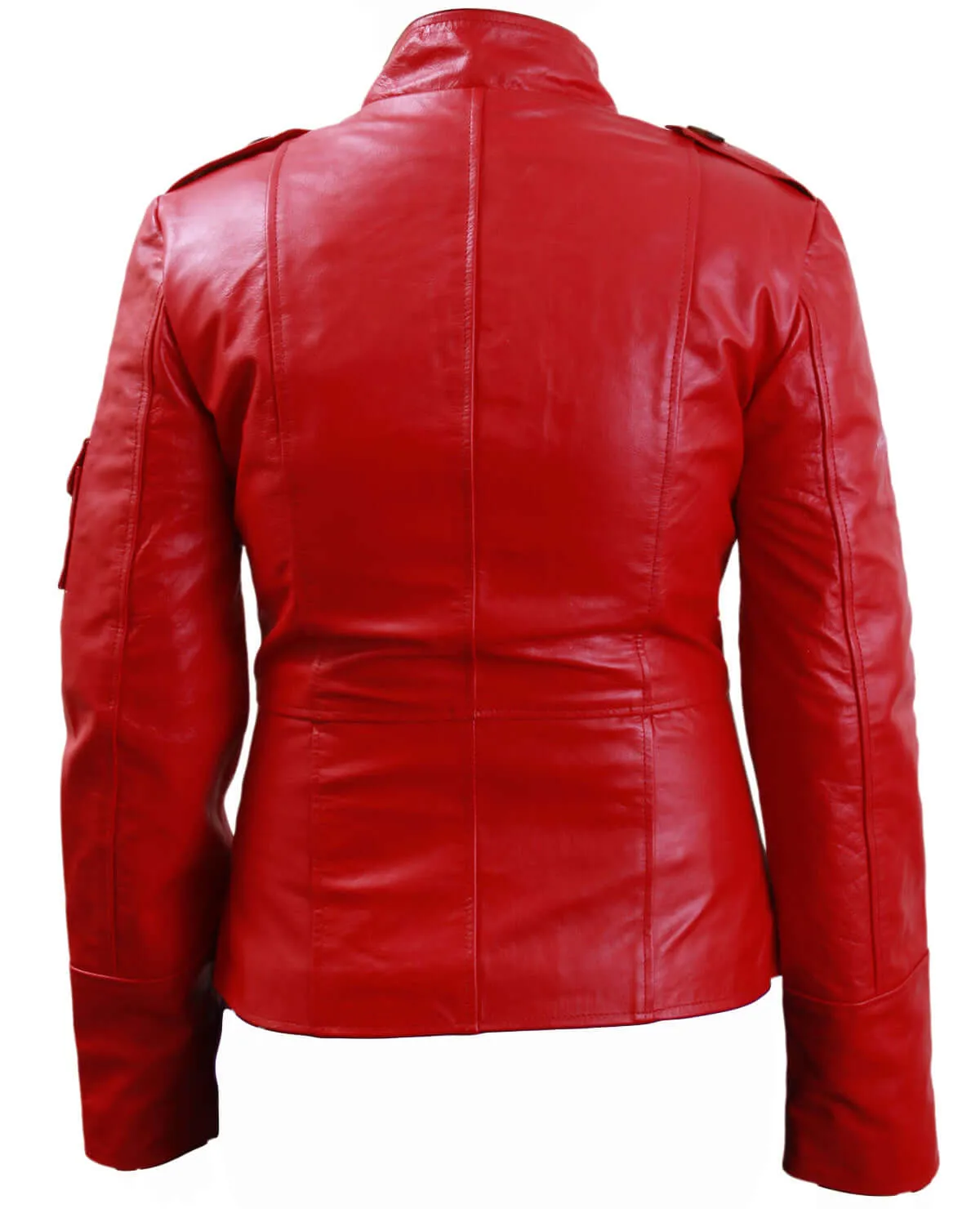 Women  Pink Leather Jacket,Front Four Pocket Stylish Button Jacket