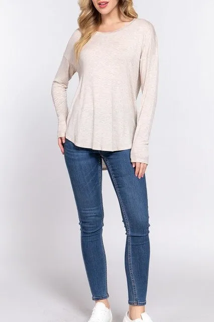 Women's Casual Long Dolman Sleeve Round Neck Tunic Top