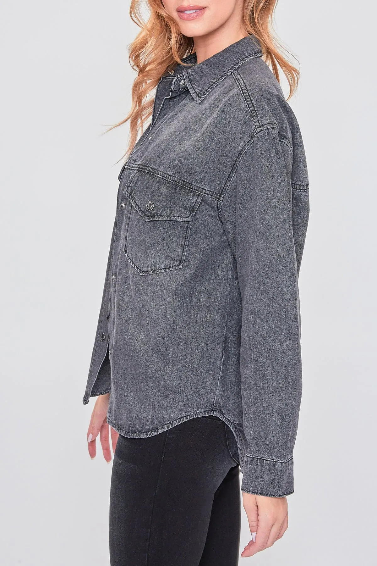 Women's Long Sleeve Denim Oversized Shacket