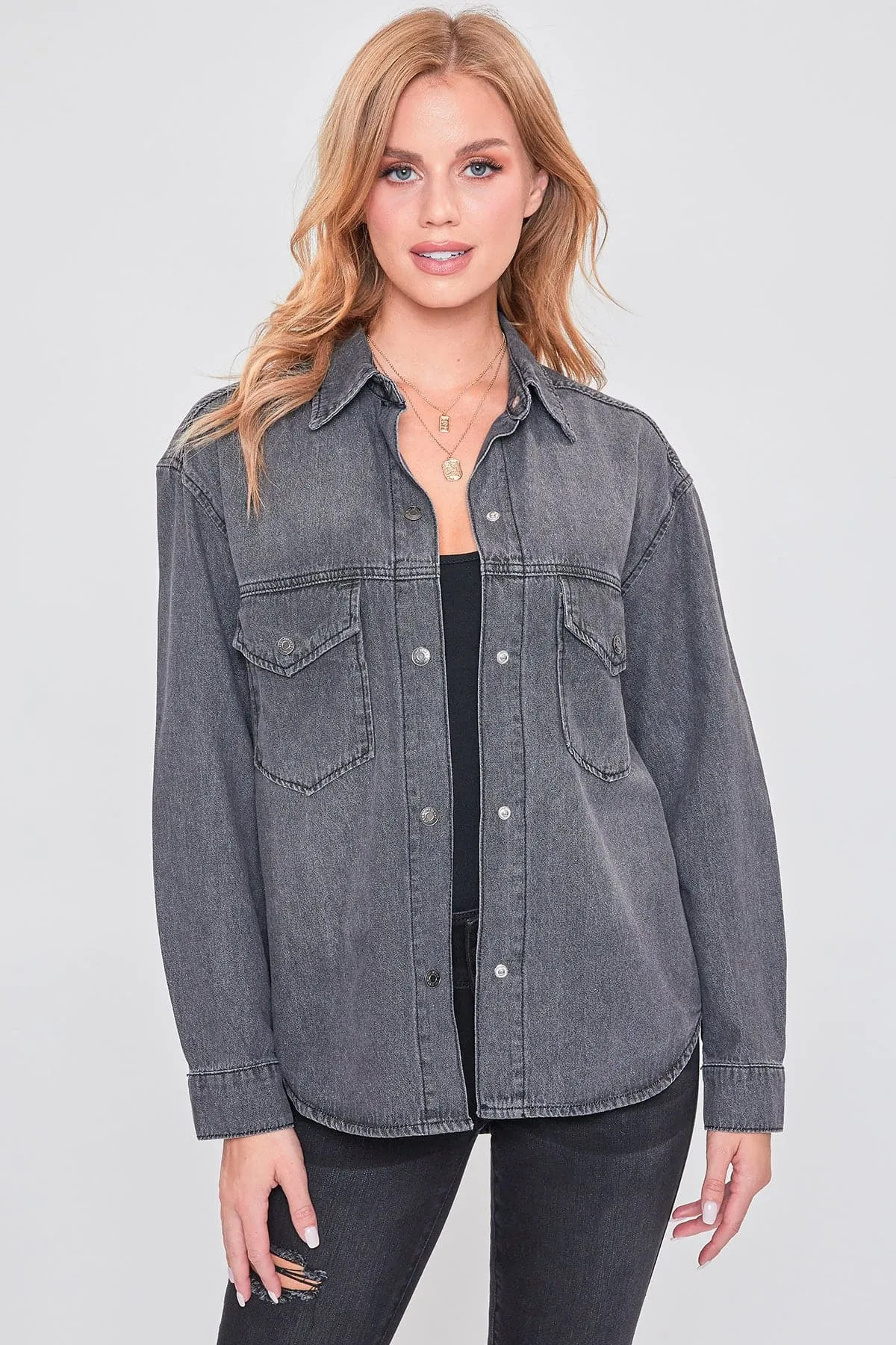 Women's Long Sleeve Denim Oversized Shacket