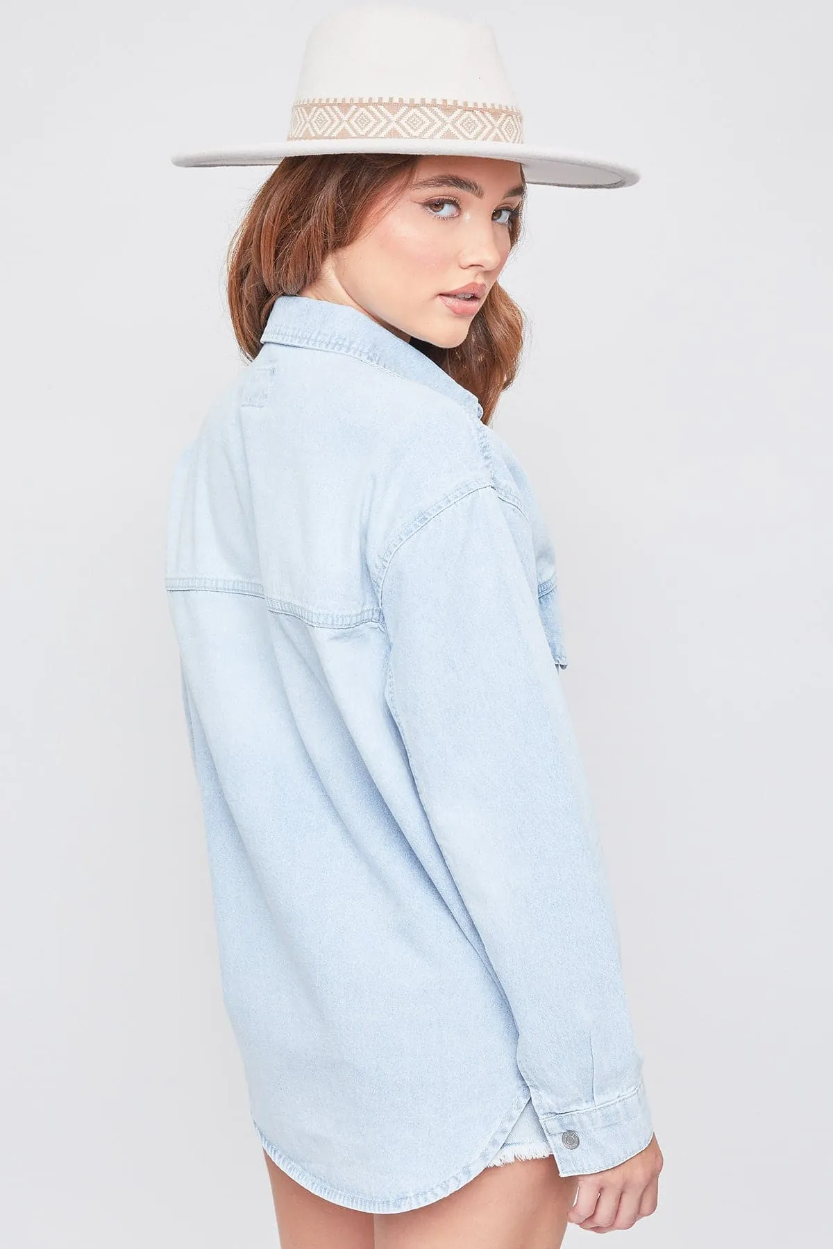 Women's Long Sleeve Denim Oversized Shacket