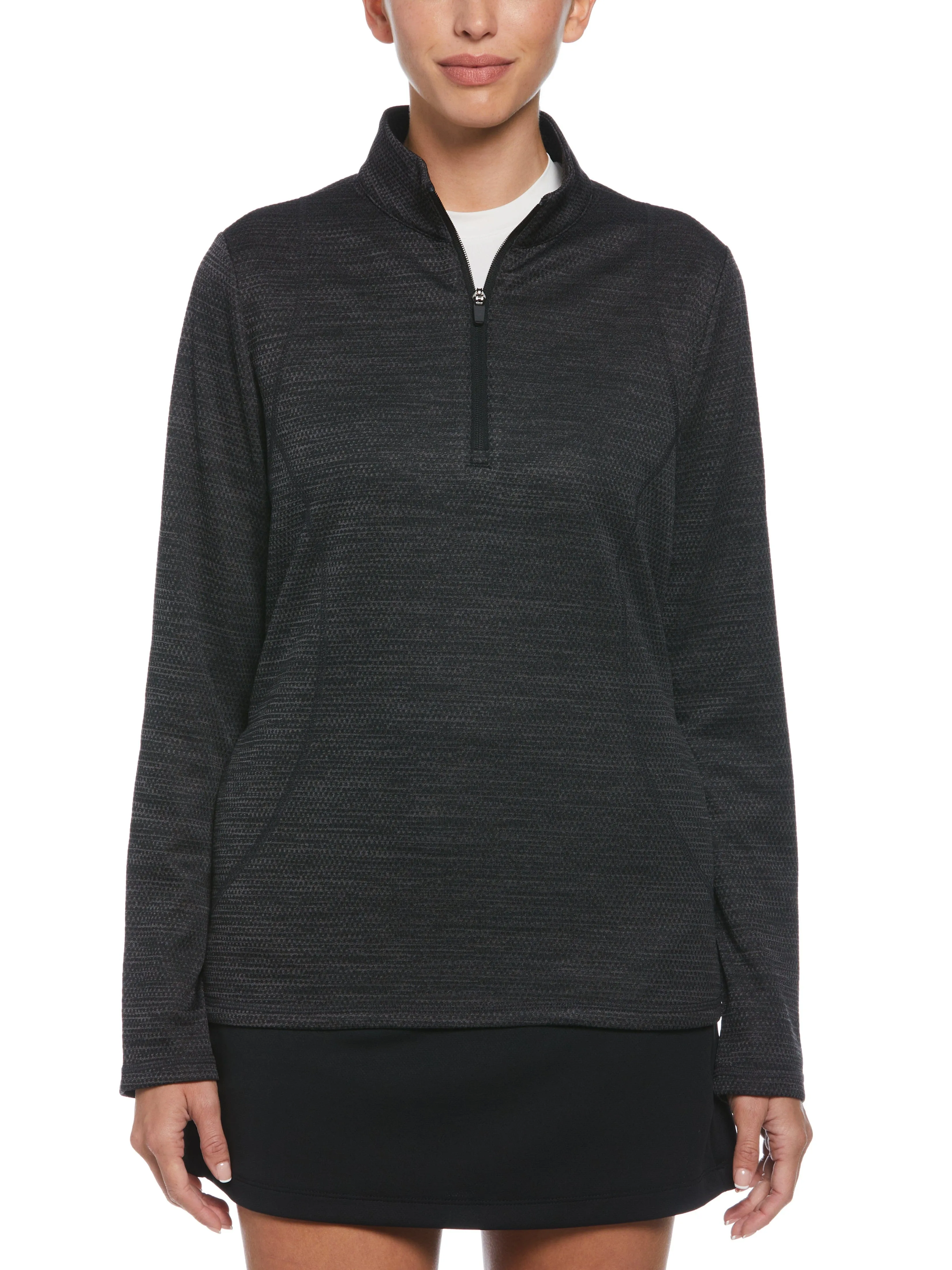 Women's Midweight  1/4 Zip Layering with Decorative Stitching and Side Pockets