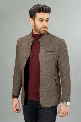 WOOLEN CASUAL COAT BROWN KHAKI