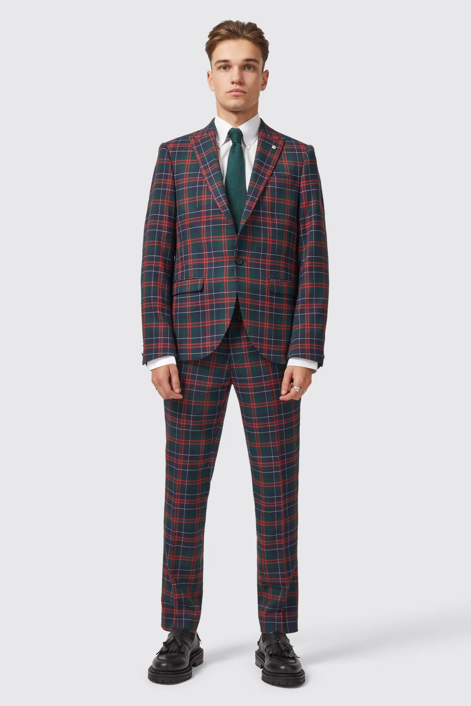 Woolf Slim Fit Green Tartan Jacket - ARCHIVE