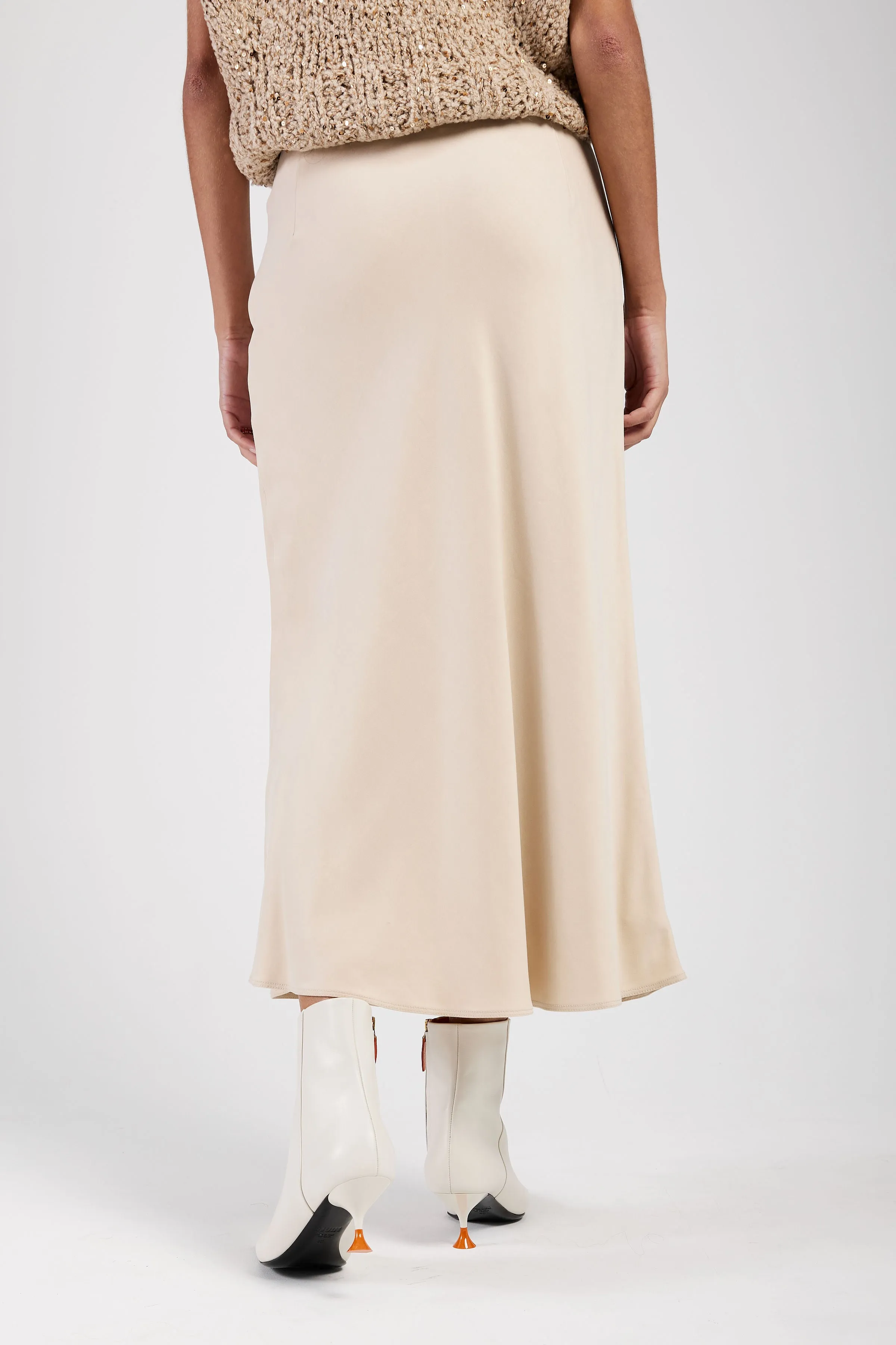 Woven Midi Skirt in Champagne